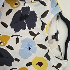 Ann Taylor Factory Floral Print Top - Yellow, Blue, Black